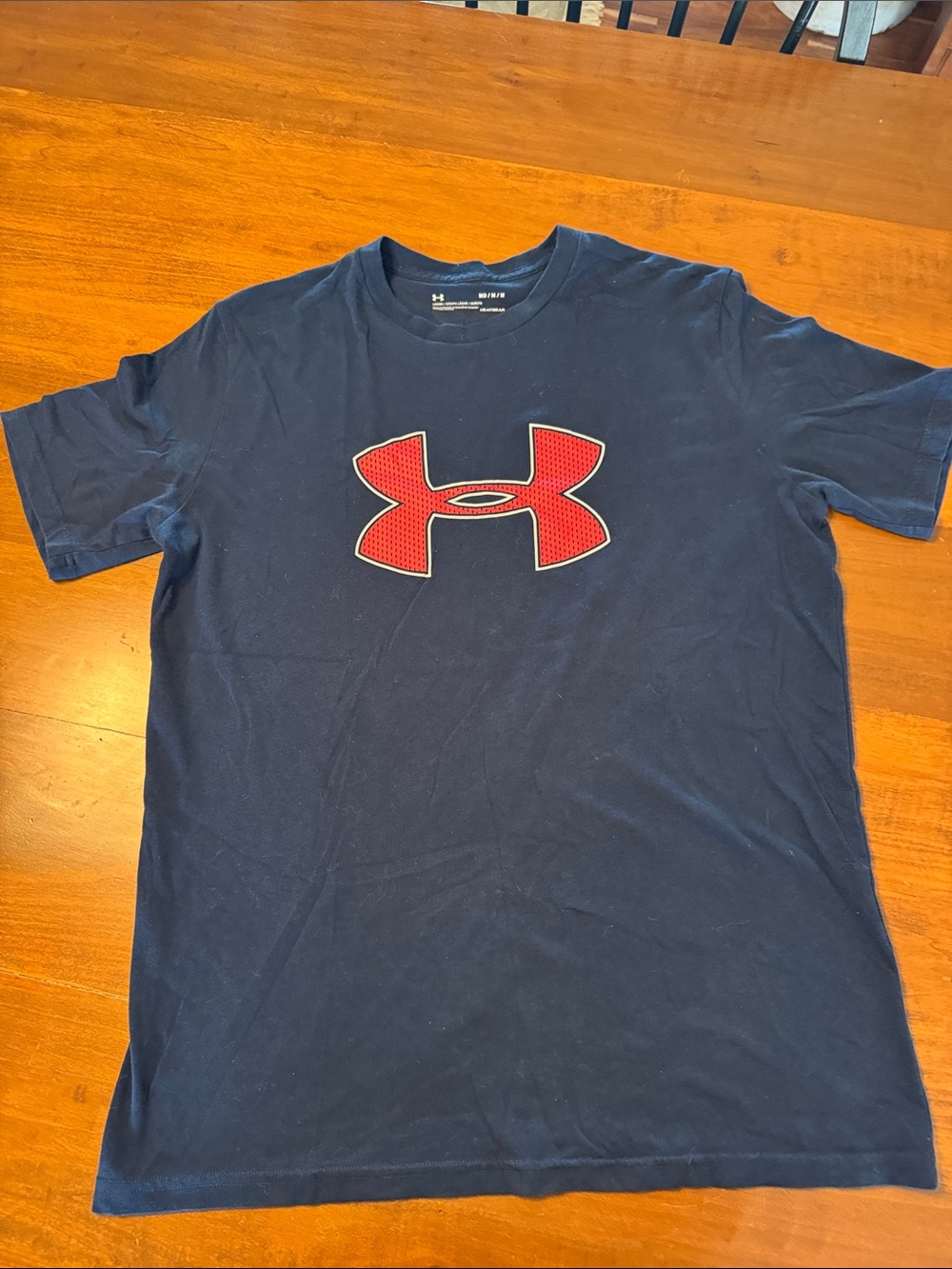 Under Armour Navy Short Sleeve Tee with Red Logo